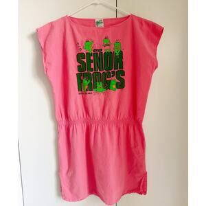 Vintage Summer Dress Mexico Tourist Pink Frog Print Size Medium Swim Cover